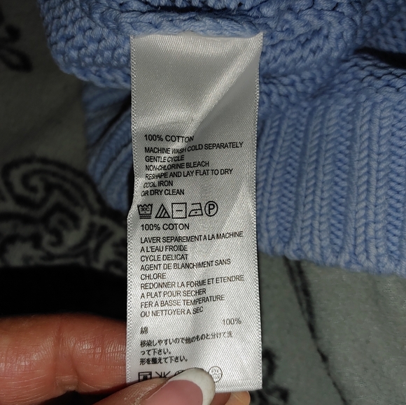 Tommy Bahama Sea Glass Cable Knit Sweater Sz.L powder blue NWT - Picture 9 of 9